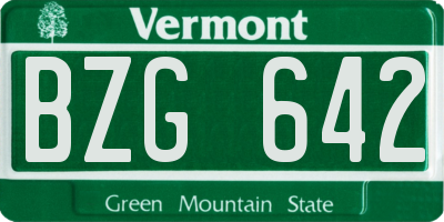 VT license plate BZG642