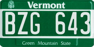 VT license plate BZG643