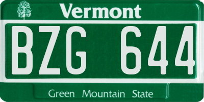 VT license plate BZG644