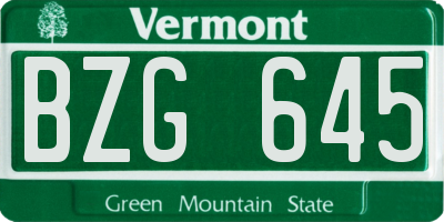 VT license plate BZG645