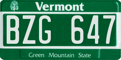 VT license plate BZG647