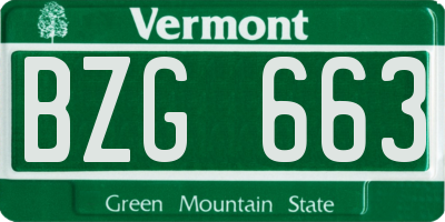 VT license plate BZG663