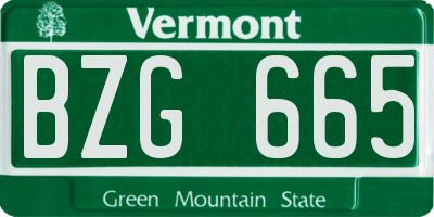 VT license plate BZG665