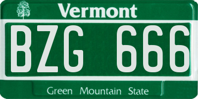 VT license plate BZG666