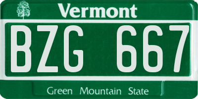 VT license plate BZG667