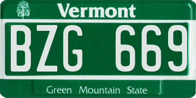 VT license plate BZG669
