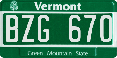 VT license plate BZG670