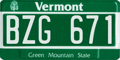 VT license plate BZG671