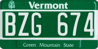 VT license plate BZG674