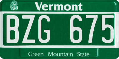 VT license plate BZG675