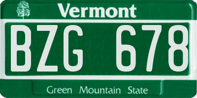 VT license plate BZG678