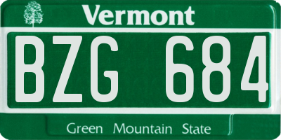 VT license plate BZG684
