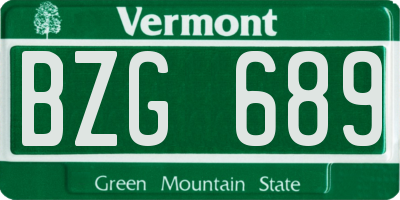 VT license plate BZG689