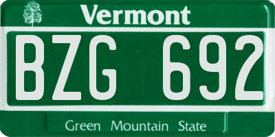 VT license plate BZG692