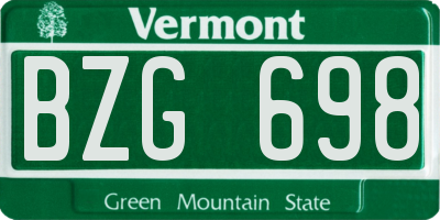 VT license plate BZG698