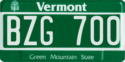 VT license plate BZG700