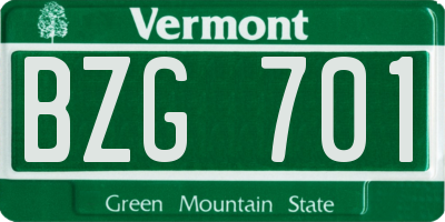 VT license plate BZG701
