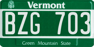 VT license plate BZG703