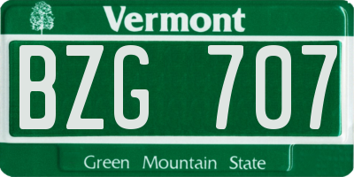 VT license plate BZG707