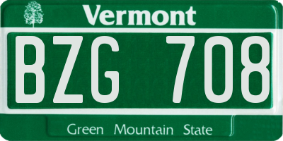 VT license plate BZG708