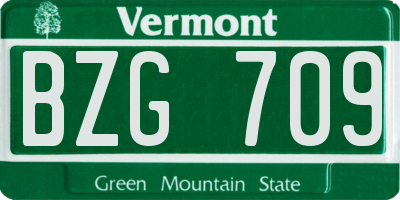 VT license plate BZG709
