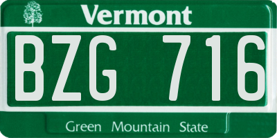VT license plate BZG716