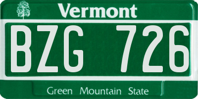 VT license plate BZG726