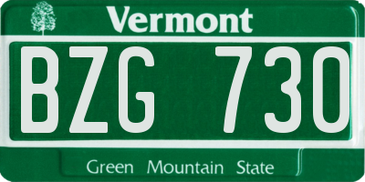 VT license plate BZG730