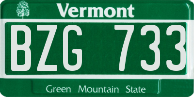 VT license plate BZG733
