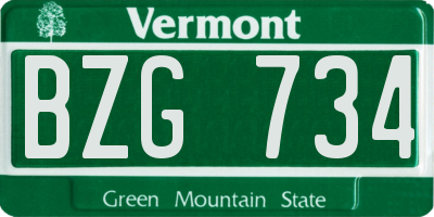 VT license plate BZG734