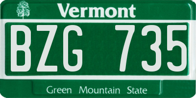 VT license plate BZG735