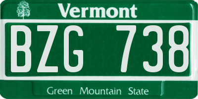 VT license plate BZG738