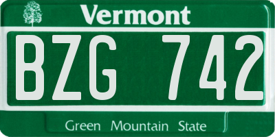 VT license plate BZG742