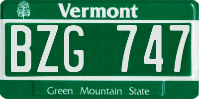 VT license plate BZG747