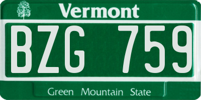 VT license plate BZG759