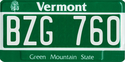 VT license plate BZG760