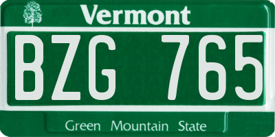 VT license plate BZG765