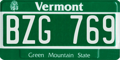 VT license plate BZG769