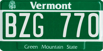 VT license plate BZG770