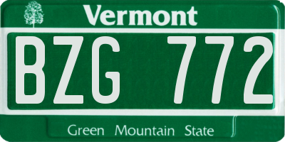 VT license plate BZG772