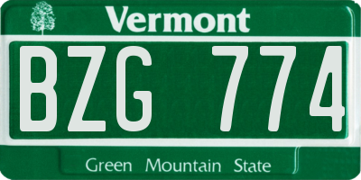 VT license plate BZG774