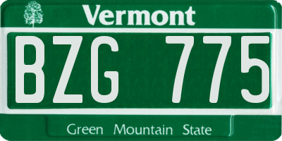 VT license plate BZG775