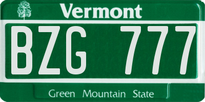 VT license plate BZG777
