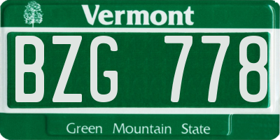 VT license plate BZG778