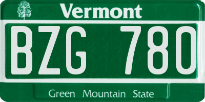 VT license plate BZG780