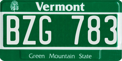VT license plate BZG783