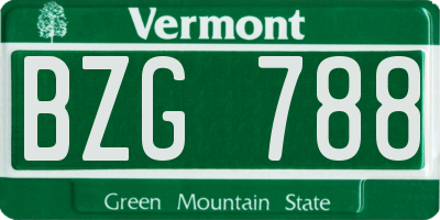 VT license plate BZG788