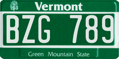 VT license plate BZG789