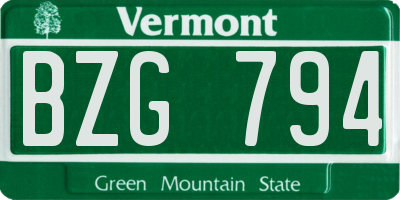 VT license plate BZG794