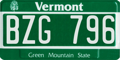 VT license plate BZG796